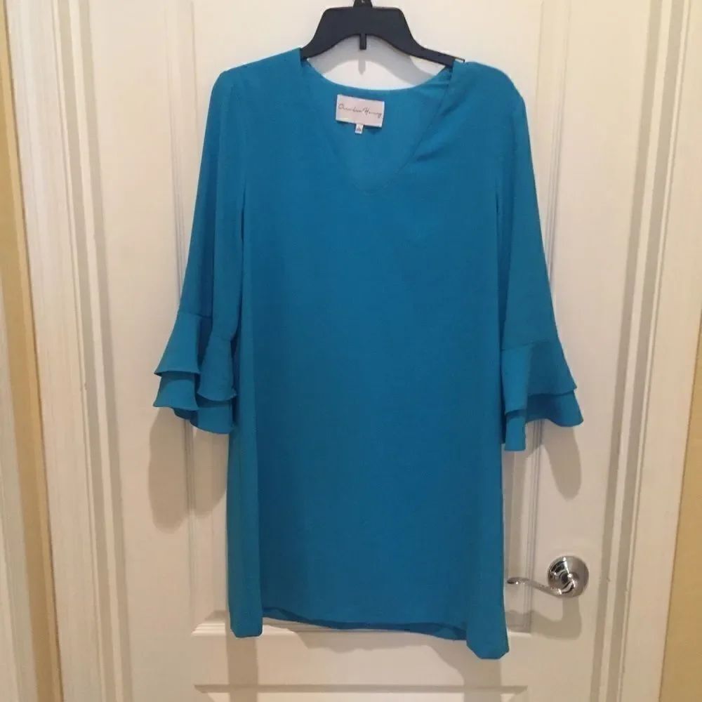 Charles Henry Elbow Ruffle Sleeve Dress